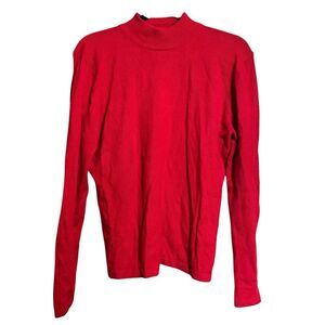 Vintage Leyla Mitra Mock Sweater Womens Large Red 100% Cashmere Pullover